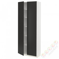 ⭐METOD⭐Высокий шкаф/полки, белый/Nickebo матантрацит, 80x37x200 cm⭐ИКЕА-69497743