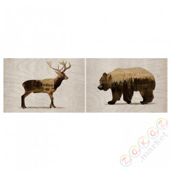 ⭐BJORNAMO⭐Рисунок, 2 шт.., Дикие животные II, 30x20 cm⭐ИКЕА-70486102