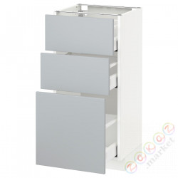 ⭐METOD / MAXIMERA⭐Напольный шкаф с 3 ящики, белый/Veddinge Серый, 40x37 cm⭐ИКЕА-79052128