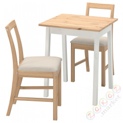 ⭐PINNTORP / PINNTORP⭐Таблица и 2 стулья, светло-коричневое пятно белое пятно/Katorp светло-коричневое пятно, 65 cm⭐ИКЕА-09484437