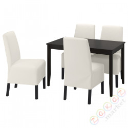 ⭐LERHAMN / BERGMUND⭐Таблица и 4 стулья, Черно-коричневый/Инсерос белый/черный, 118x74 cm⭐ИКЕА-89408312