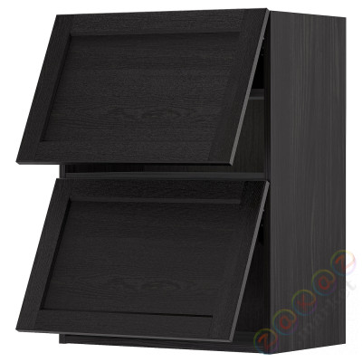 ⭐METOD⭐Горизонтальный шкаф 2 Drzв и открытое касание, черный/Lerhyttan черный морилка, 60x80 cm⭐ИКЕА-89393787