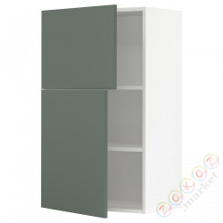⭐METOD⭐Навесной шкаф с полками/2 дверь, белый/Bodarp серо-зеленый, 60x100 cm⭐ИКЕА-19464684