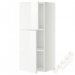 ⭐METOD⭐Навесной шкаф с полками/2 дверь, белый/Рингхульт белый, 40x100 cm⭐ИКЕА-79468716