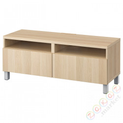 ⭐BESTA⭐Тумба под ТВ с ящики, под беленый дуб/Лаппвикен/Stubbarp светло-серый, 120x42x48 cm⭐ИКЕА-39428968