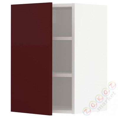⭐METOD⭐Навесной шкаф с полками, белый Kallarp/темно-красно-коричневый блеск, 40x60 cm⭐ИКЕА-99459546