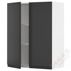 ⭐METOD⭐Навесной шкаф с полками/2 дверь, белый/Upplöv матантрацит, 80x100 cm⭐ИКЕА-19493177