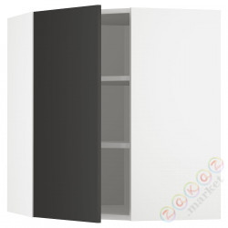 ⭐METOD⭐Навесной угловой шкаф с полками, белый/Nickebo матантрацит, 68x80 cm⭐ИКЕА-89498567