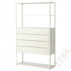 ⭐FJALKINGE⭐Книжный шкаф с ящики, белый, 118x35x193 cm⭐ИКЕА-99932540