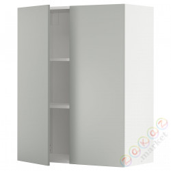 ⭐METOD⭐Навесной шкаф с полками/2 дверь, белый/Havstorp светло-серый, 80x100 cm⭐ИКЕА-99538365