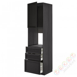 ⭐METOD / MAXIMERA⭐Кабинет высокой температуры/Drz/3 шу, черный/Lerhyttan черный морилка, 60x60x220 cm⭐ИКЕА-19460983