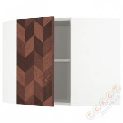 ⭐METOD⭐Навесной угловой шкаф с полками, белый Hasslarp/коричневый шаблон, 68x60 cm⭐ИКЕА-79401009
