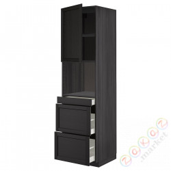 ⭐METOD / MAXIMERA⭐Обувь для микрокомбо дверь/3шу, черный/Lerhyttan черный морилка, 60x60x220 cm⭐ИКЕА-99461375