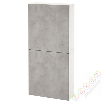 ⭐BESTA⭐настенный шкаф/2 дверь, белый Kallviken/имитация светло-серого бетона, 60x22x128 cm⭐ИКЕА-49421971