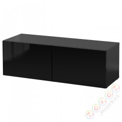 ⭐BESTA⭐Кабинет с Drzс упражнениями, Черно-коричневый/Selsviken gloss/черный, 120x42x38 cm⭐ИКЕА-99047409