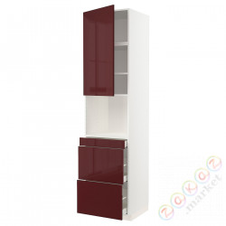 ⭐METOD / MAXIMERA⭐Обувь для микрокомбо дверь/3шу, белый Kallarp/темно-красно-коричневый блеск, 60x60x240 cm⭐ИКЕА-99466542