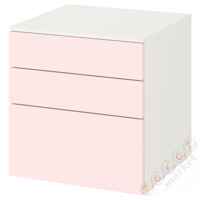 ⭐SMASTAD / PLATSA⭐Комод, 3 ящики, белый/бледно-розовый, 60x57x63 cm⭐ИКЕА-59387561