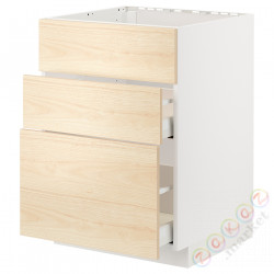 ⭐METOD / MAXIMERA⭐Постоянный шкаф/капюшон zint. с ящиками, белый/Askersund яркий узор ясеня, 60x60 cm⭐ИКЕА-99477588