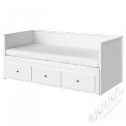 ⭐HEMNES⭐Диван с 3 ящики, 2 матрасы, белый/Åsvang жесткий, 80x200 cm⭐ИКЕА-89428107