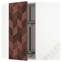 ⭐METOD⭐Шкаф навесной угловой с каруселью, белый Hasslarp/коричневый шаблон, 68x80 cm⭐ИКЕА-29401021