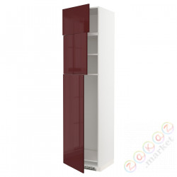 ⭐METOD⭐В ряду из 3 Drz, белый Kallarp/темно-красно-коричневый блеск, 60x60x240 cm⭐ИКЕА-89454158