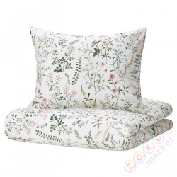⭐TIMJANSMOTT⭐Poszwa na kołdrę i 2 posвызовki, белый/цветочный узор, 200x200/50x60 cm⭐ИКЕА-10522589