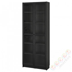 ⭐BILLY / OXBERG⭐Книжный шкаф na książki стаканане дверь, черныйподражание. дуб, 80x30x202 cm⭐ИКЕА-59483317