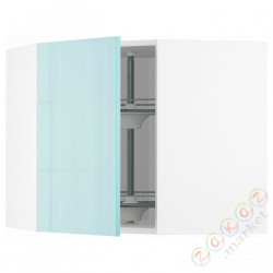 ⭐METOD⭐Шкаф навесной угловой с каруселью, белый Järsta/блеск светло-бирюзовый, 68x60 cm⭐ИКЕА-89414539