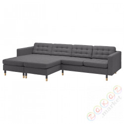 ⭐LANDSKRONA⭐Диван 4 пассажир с шезлонгом, Gunnared темно-серый/дерево⭐ИКЕА-19554302