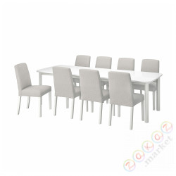 ⭐STRANDTORP / BERGMUND⭐Таблица и 8 стулья, белый/Orsta светло-серый, 150/205/260 cm⭐ИКЕА-19441094