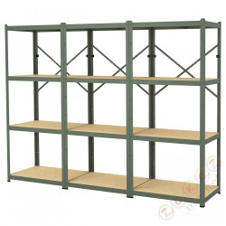 ⭐BROR⭐Книжный шкаф, серо-зеленый/сосновая фанера, 254x55x190 cm⭐ИКЕА-19516145