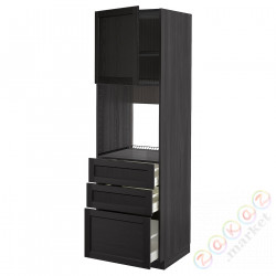 ⭐METOD / MAXIMERA⭐Кабинет высокой температуры/Drz/3 шу, черный/Lerhyttan черный морилка, 60x60x200 cm⭐ИКЕА-29454986