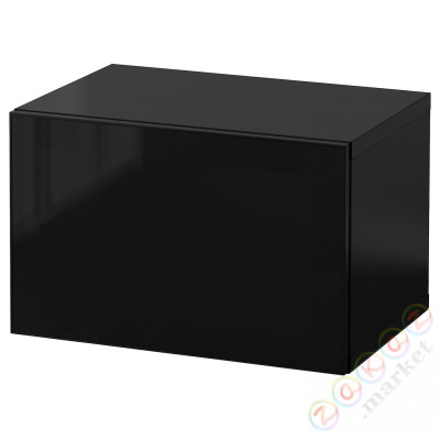 ⭐BESTA⭐Комбинация навесных шкафов, Glassvik черно-коричневый/стакан, 60x42x38 cm⭐ИКЕА-89441081