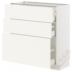 ⭐METOD / MAXIMERA⭐Напольный шкаф с 3 ящики, белый/Vallstena белый, 80x37 cm⭐ИКЕА-89507232