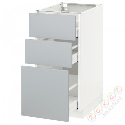 ⭐METOD / MAXIMERA⭐Напольный шкаф с 3 ящики, белый/Veddinge Серый, 40x60 cm⭐ИКЕА-49049627