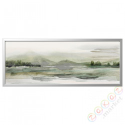 ⭐BJORKSTA⭐Картина в рамке, зеленыйona przyroda/Серебряный, 140x56 cm⭐ИКЕА-69508925