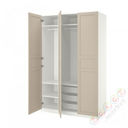 ⭐PAX / FLISBERGET⭐Комбинация шкафов, белый/светло-бежевый, 150x60x236 cm⭐ИКЕА-59500680