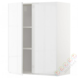 ⭐METOD⭐Навесной шкаф с полками/2 дверь, белый/Блеск Voxtorp/белый, 80x100 cm⭐ИКЕА-19457396