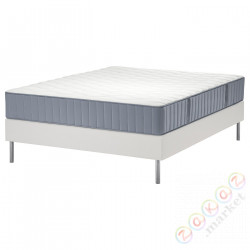 ⭐LYNGOR⭐Континентальная кровать, Вогстранда средней твердости/jasnoсиний белый, 160x200 cm⭐ИКЕА-59554022