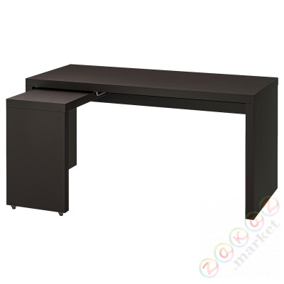 ⭐MALM⭐Письменный стол с выдвижной панелью, Черно-коричневый, 151x65 cm⭐ИКЕА-60214183