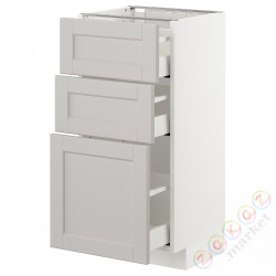 ⭐METOD / MAXIMERA⭐Напольный шкаф с 3 ящики, белый/Lerhyttan светло-серый, 40x37 cm⭐ИКЕА-69274262