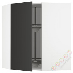 ⭐METOD⭐Шкаф навесной угловой с каруселью, белый/Nickebo матантрацит, 68x80 cm⭐ИКЕА-99497765