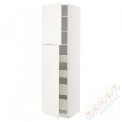 ⭐METOD / MAXIMERA⭐Шкаф, высота 2дверь/4лопата, белый/Havstorp бежевый, 60x60x220 cm⭐ИКЕА-99466288