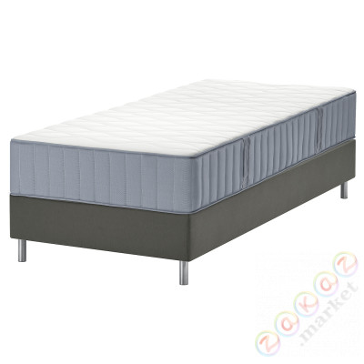 ⭐LYNGOR⭐Континентальная кровать, Вогстранда жесткий/светло-синий темно-серый, 90x200 cm⭐ИКЕА-89553766