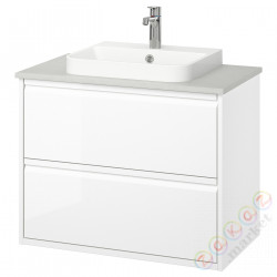 ⭐ANGSJON / BACKSJON⭐Sзаf umyw сящики/umyw/bateria, глянцевый белый/Серый имитация камня, 82x49x71 cm⭐ИКЕА-19521397