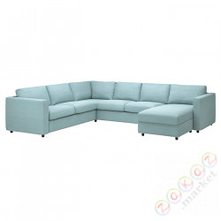 ⭐VIMLE⭐Угловой диван 5o с шезлонгом, с шезлонгом/Saxemara светло-синий⭐ИКЕА-89399690