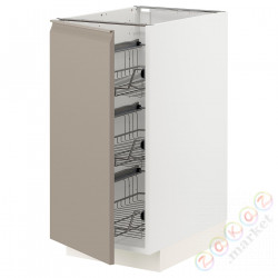 ⭐METOD⭐Гардероб с проволочной корзиной, белый/Upplöv матciemnoбежевый, 40x60 cm⭐ИКЕА-49492572