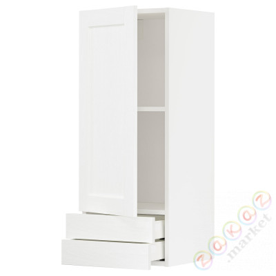 ⭐METOD / MAXIMERA⭐Навесной шкаф, дверь/2 ящики, белый Enköping/белый имитация дерева, 40x100 cm⭐ИКЕА-29473503