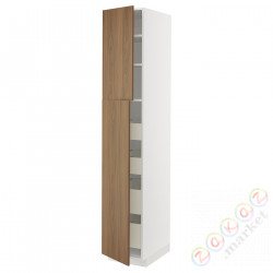 ⭐METOD / MAXIMERA⭐Шкаф, высота 2дверь/4лопата, белый/Tistorp подражаниеacja коричневыйowego орехa, 40x60x220 cm⭐ИКЕА-39519911