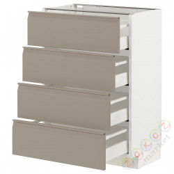 ⭐METOD / MAXIMERA⭐Sза st 4fr/4шу, белый/Upplöv матciemnoбежевый, 60x37 cm⭐ИКЕА-29491677